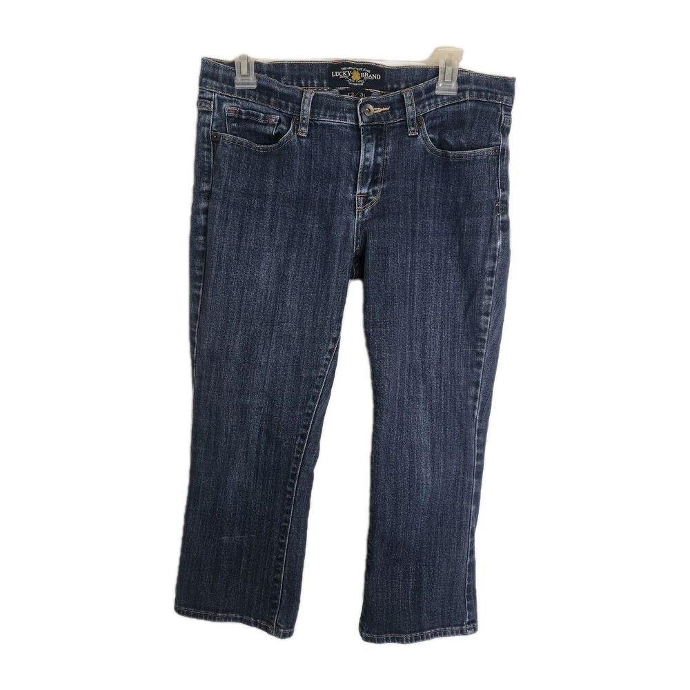 Lucky Brand Charlie Baby Boot Crop Jeans Women Size 12/31 Dark Blue Low Rise